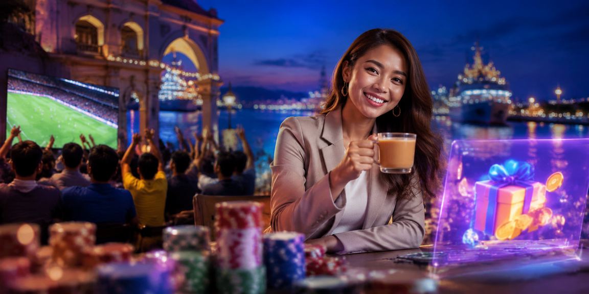 Paparan permainan kasino dalam talian Malaysia dengan suasana malam yang meriah